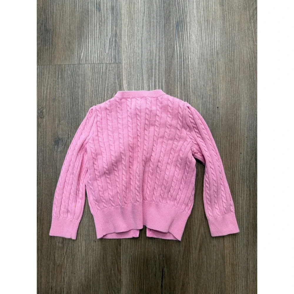 Polo Ralph Lauren Toddler Girls Pink Cable Knit Cardigan Sweater 2T Pony Logo